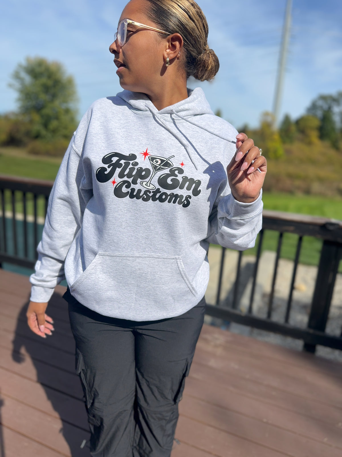 Spooky Flip em Logo Hoodie - Ash Gray