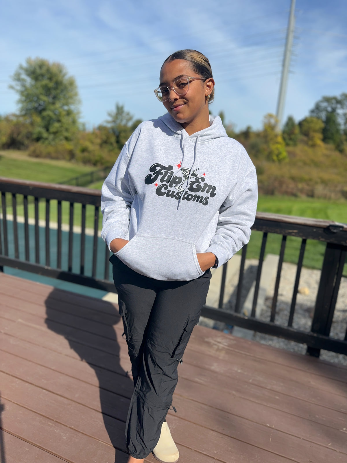 Spooky Flip em Logo Hoodie - Ash Gray