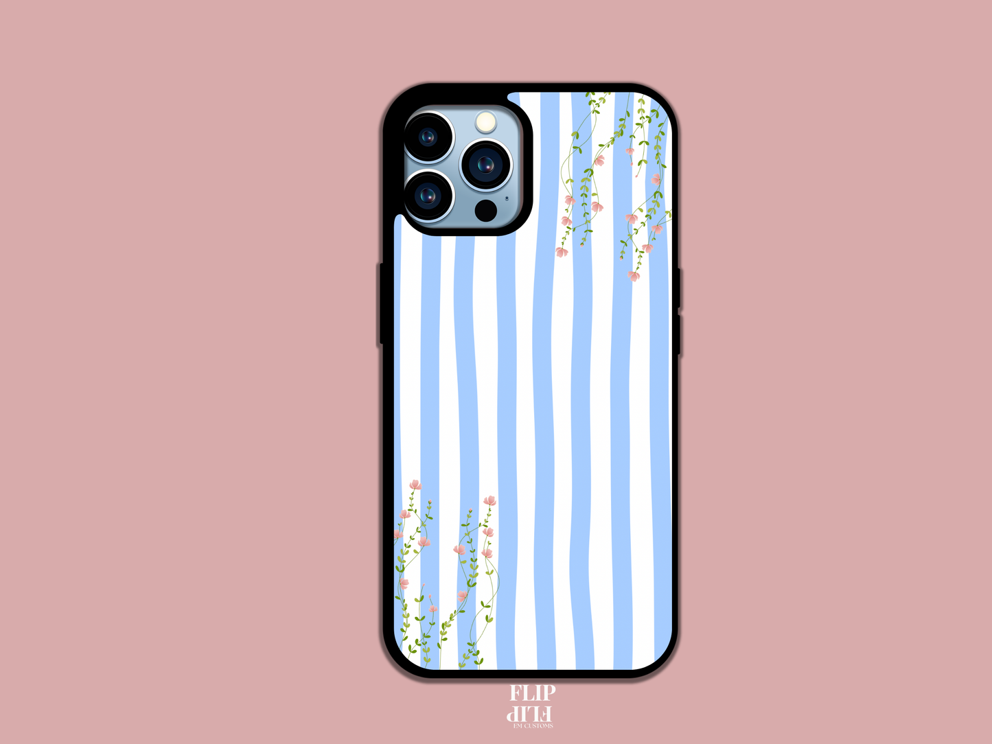 Floral stripes phone case